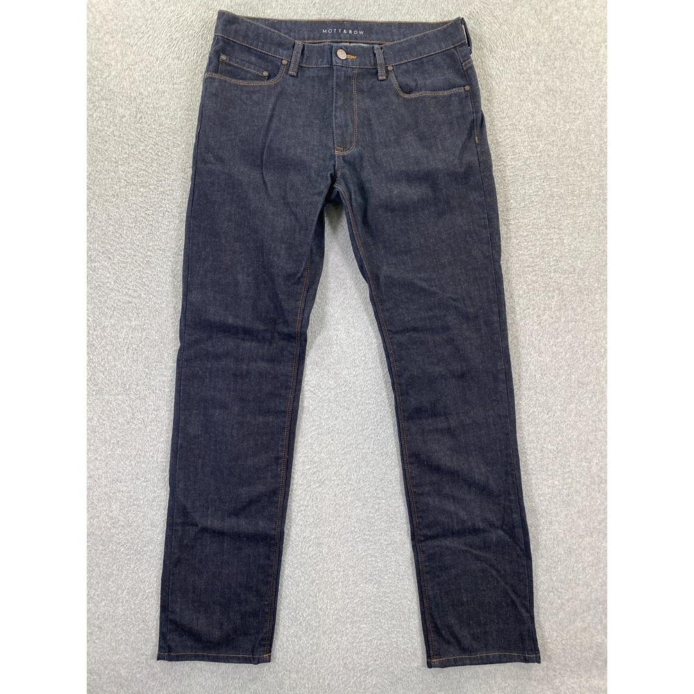 Mott & Bow Mens Slim Fit Jeans 34x34 Dark Wash Indigo Stretch Denim NYC Design